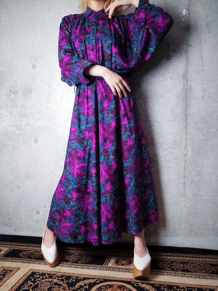 Purple  Turquoise Arabesque Rayon Dress