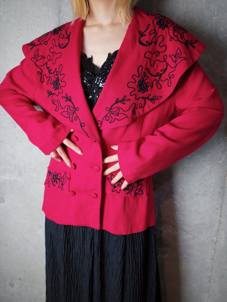 Embroidery Big Collar Rayon Jacket