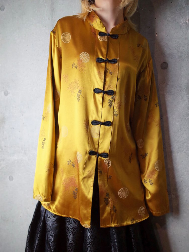 Yellow Rayon Satin China Shirt