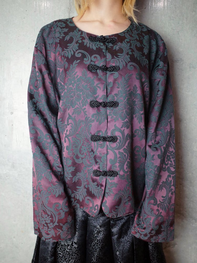 Deep Wine Jacquard Damask China Jacket