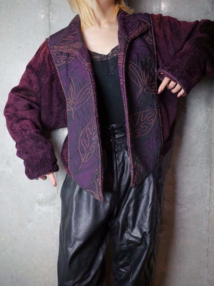 Deep Purple Gradation Gobelin Short Jacket