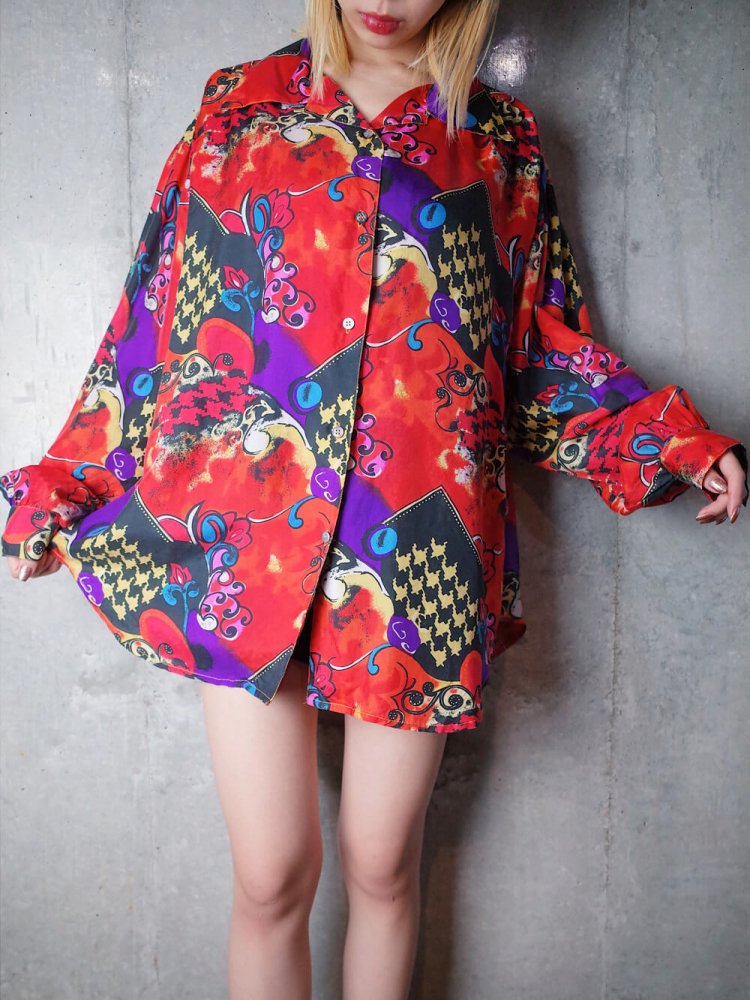 Mix Pattern Art Silk Shirt