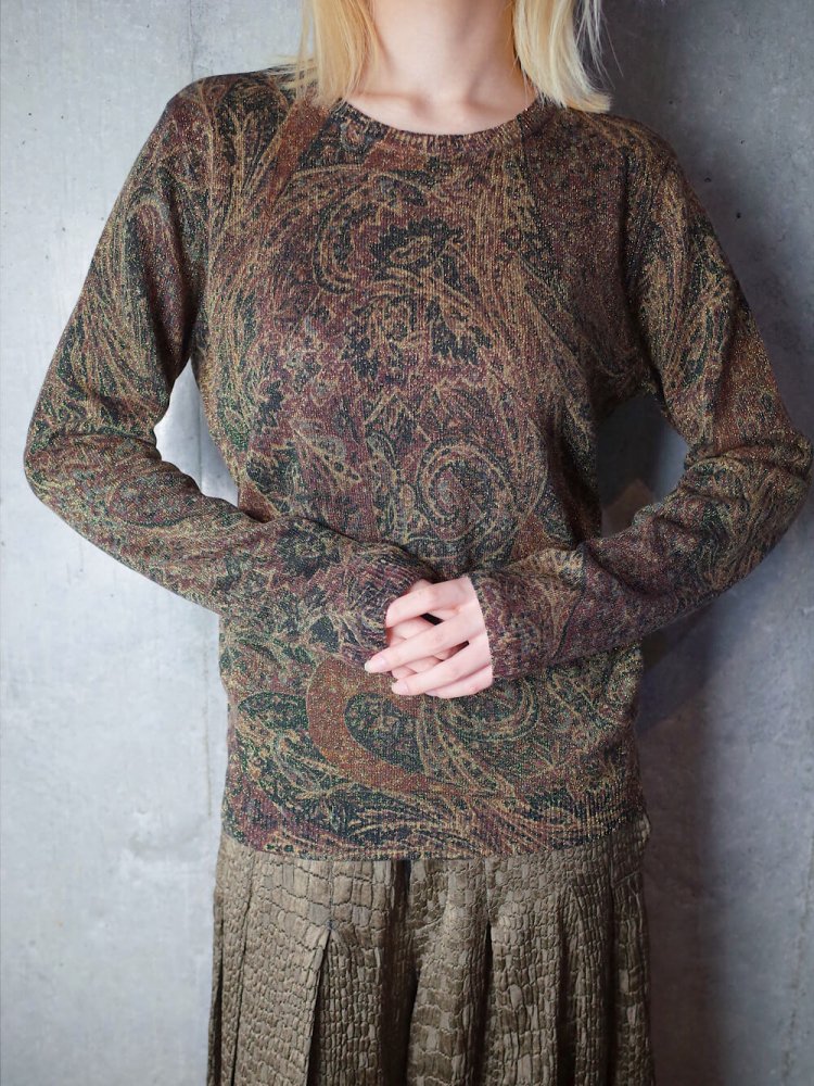 Ralph Lauren Silk  Cashmere Paisley Knit Tops