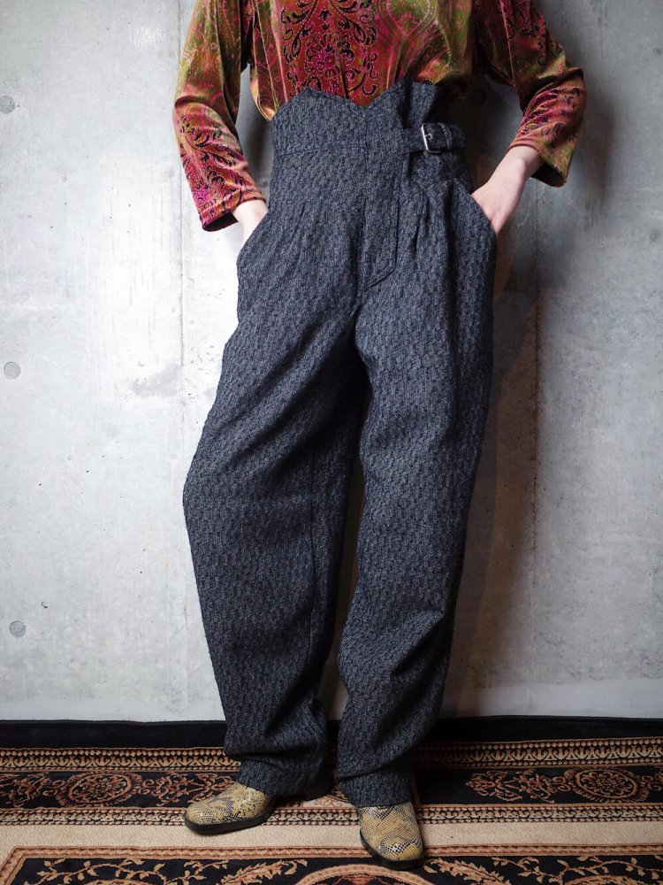 Belt Design High Waist  Tapered Slacks