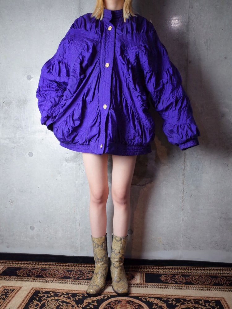 Purple Gather Work Bomber Blouson