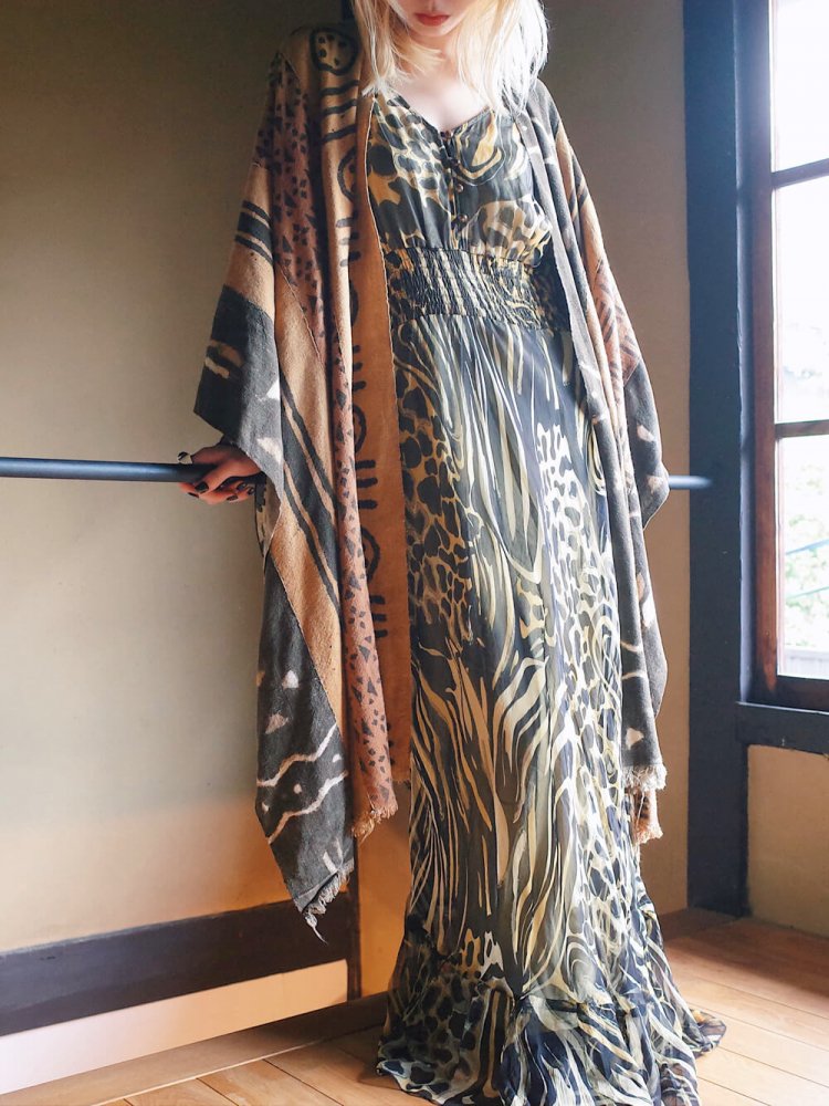 African Cape  Abstract Tiger Maxi Dress