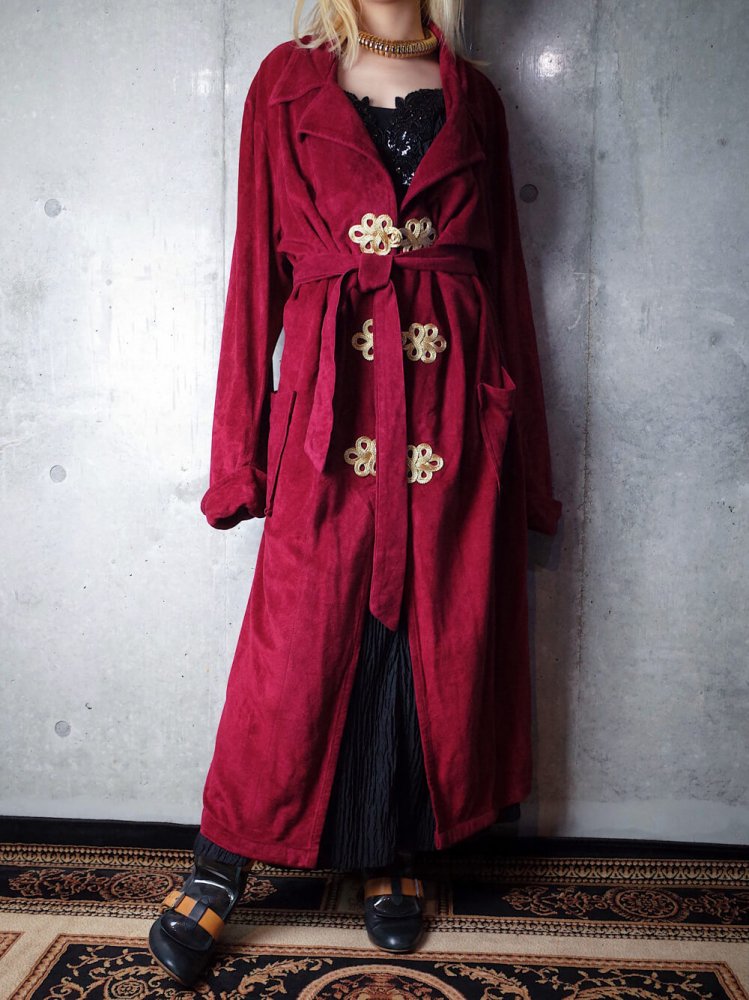 China Button Bordeaux Gown