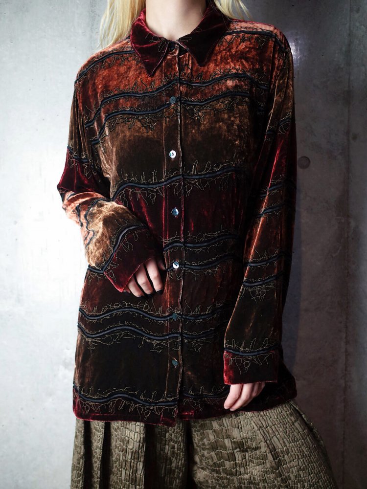 Rayon/Silk Velvet Gradation Shirt