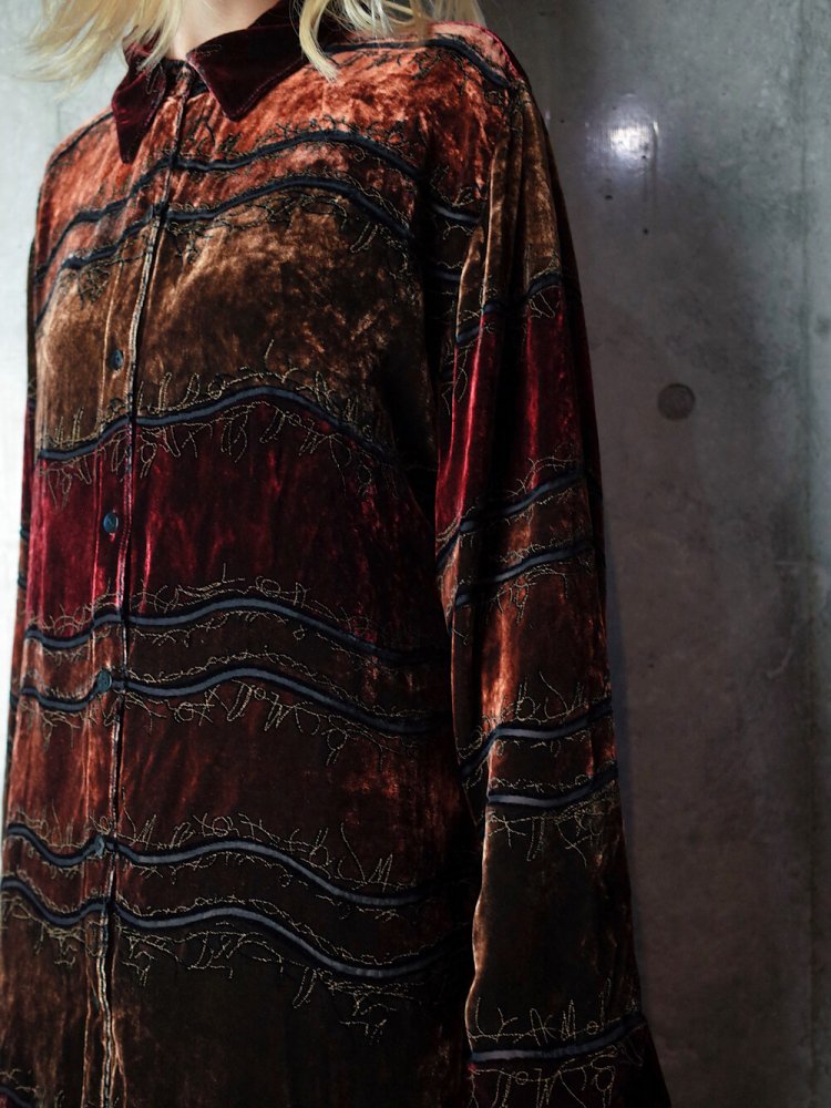 Rayon/Silk Velvet Gradation Shirt