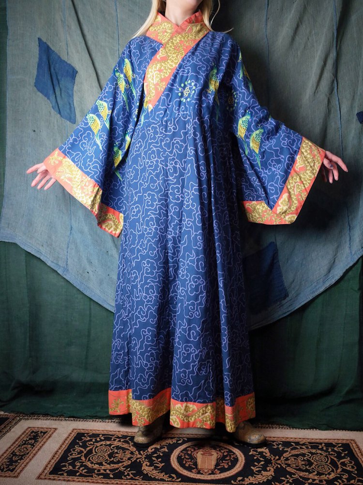 c.1970s Oriental Dragon Kimono Style Dress