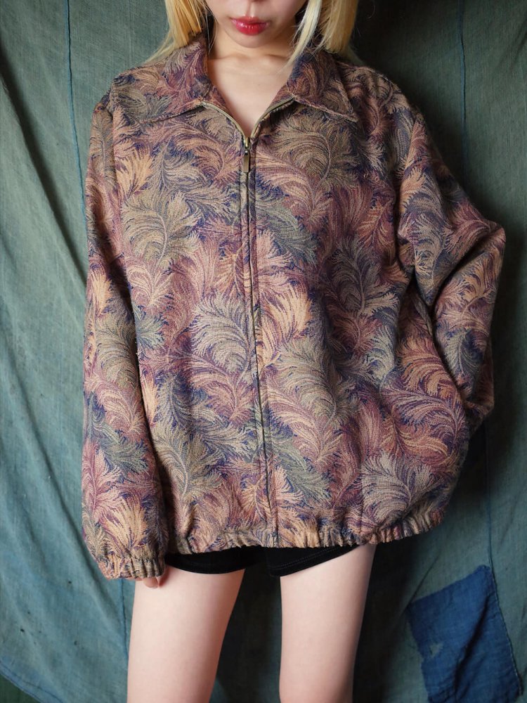 Feather Gobelin Zip up Jacket