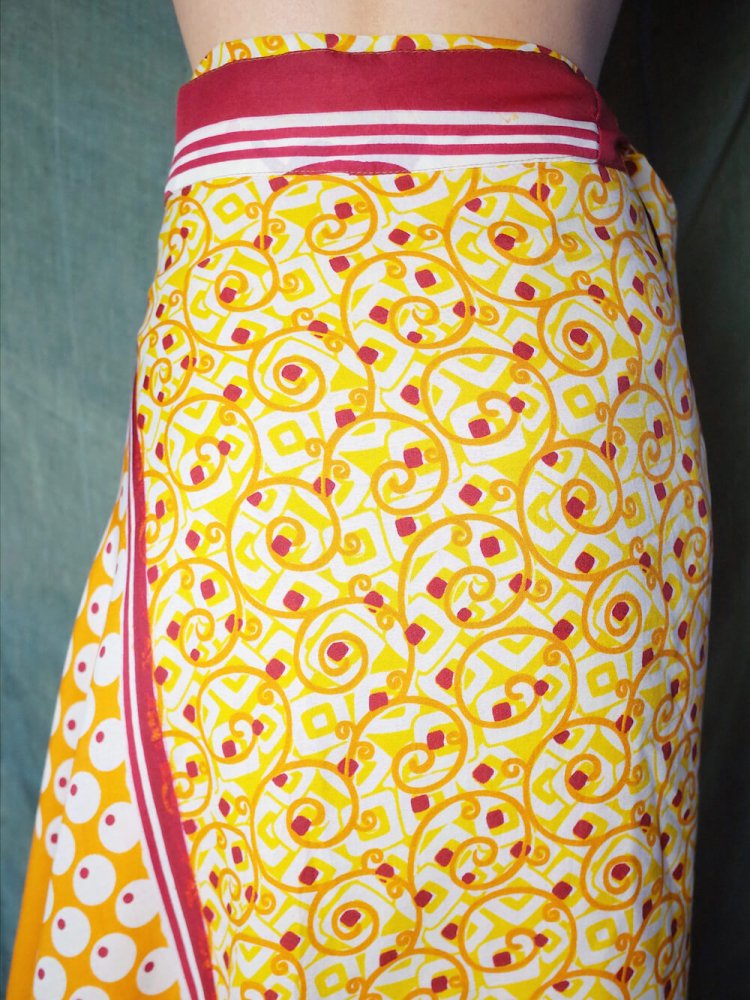 Oriental Pattern Layered Silk Wrap Skirt