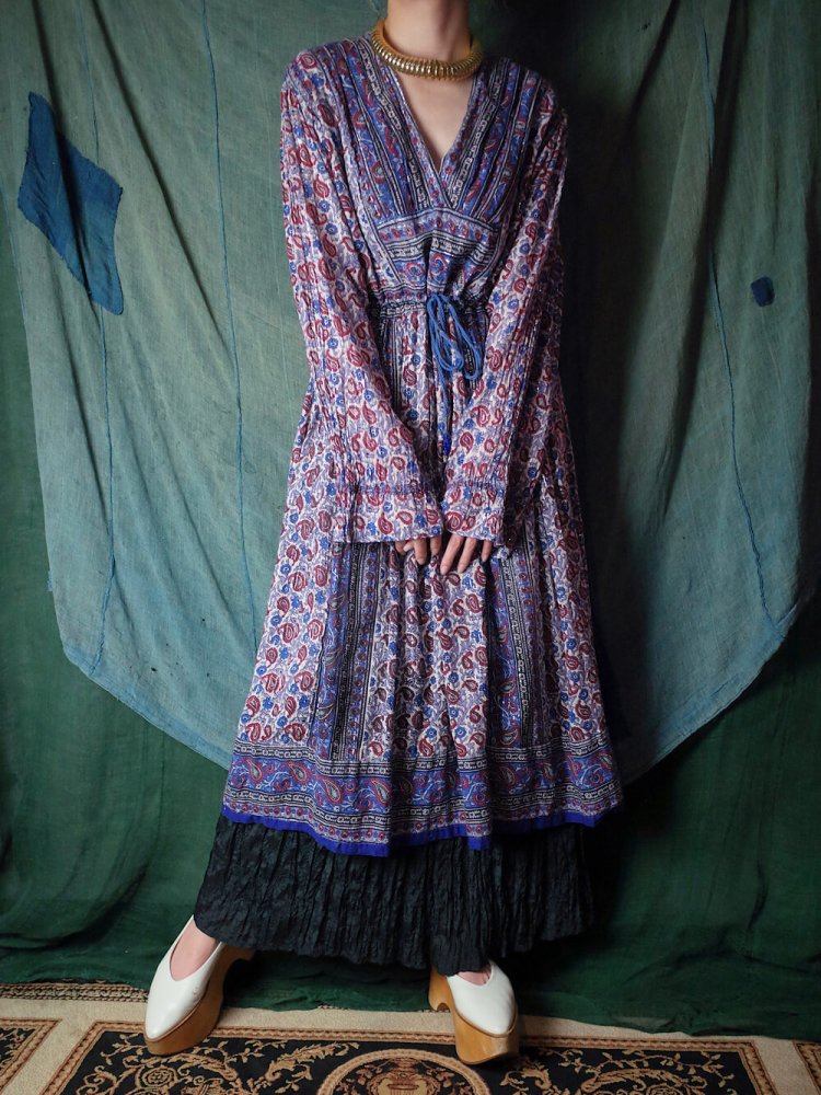 India Cotton Paisley  Lame Dress