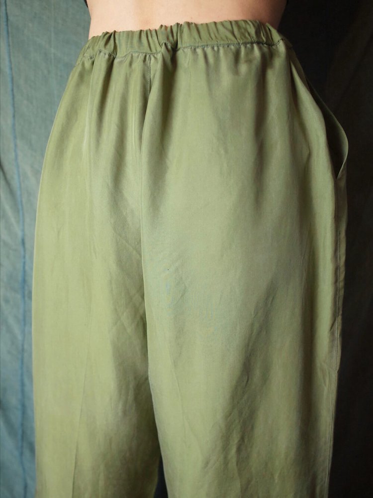 Smokey Green Silk Wide Pants