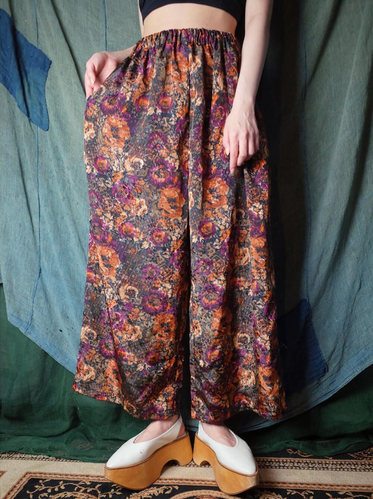 Flower Double Pattern Wide Pants