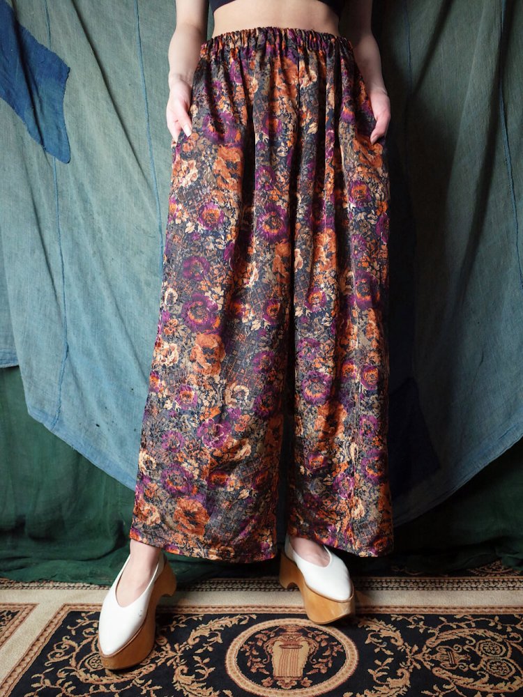 Flower Double Pattern Wide Pants