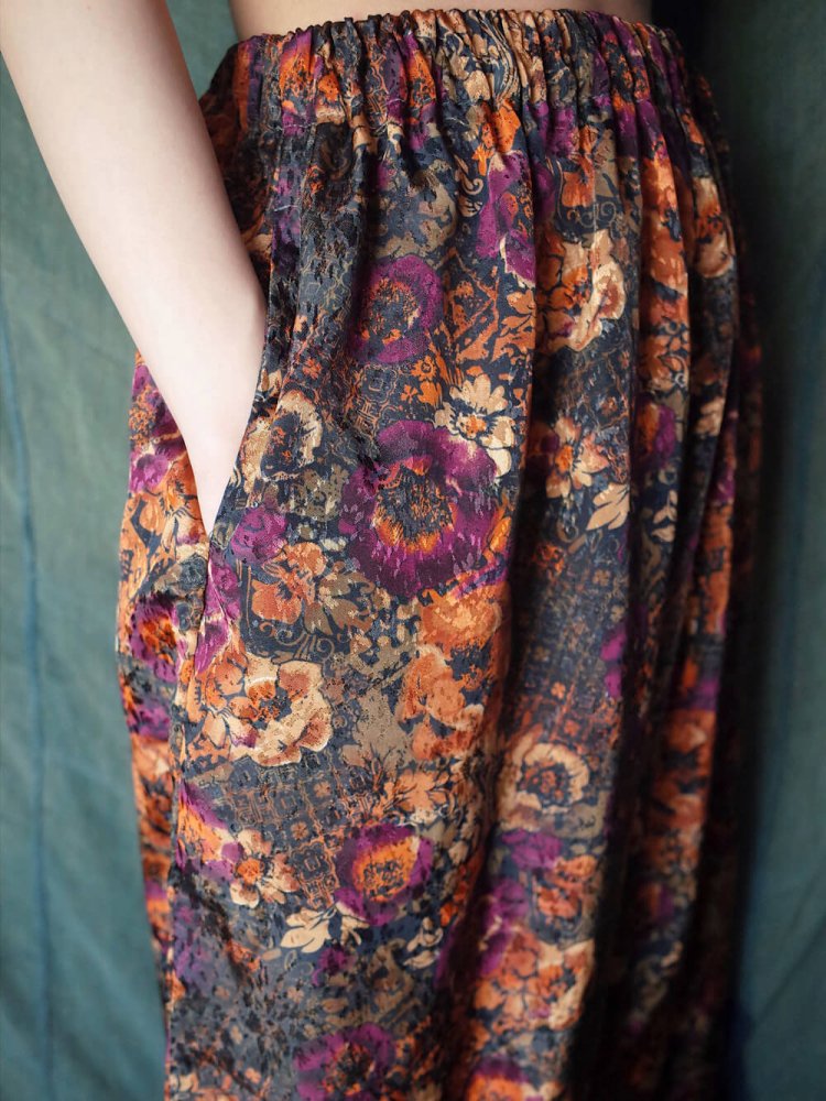 Flower Double Pattern Wide Pants