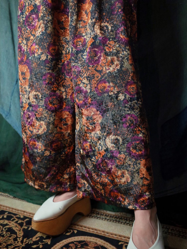 Flower Double Pattern Wide Pants