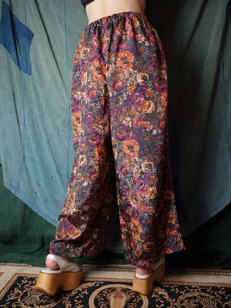 Flower Double Pattern Wide Pants