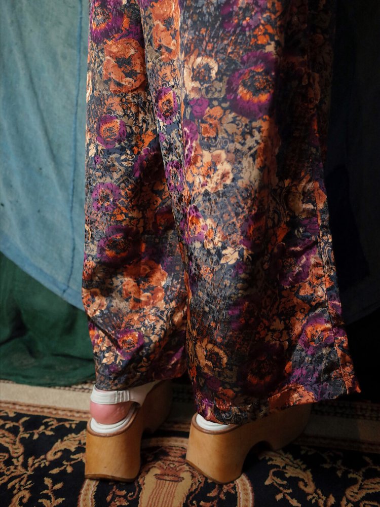 Flower Double Pattern Wide Pants