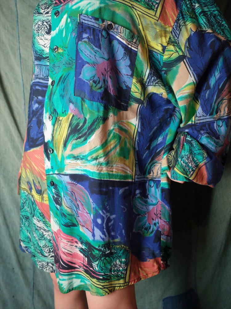 Abstract Art Rayon Big Silhouette Shirt