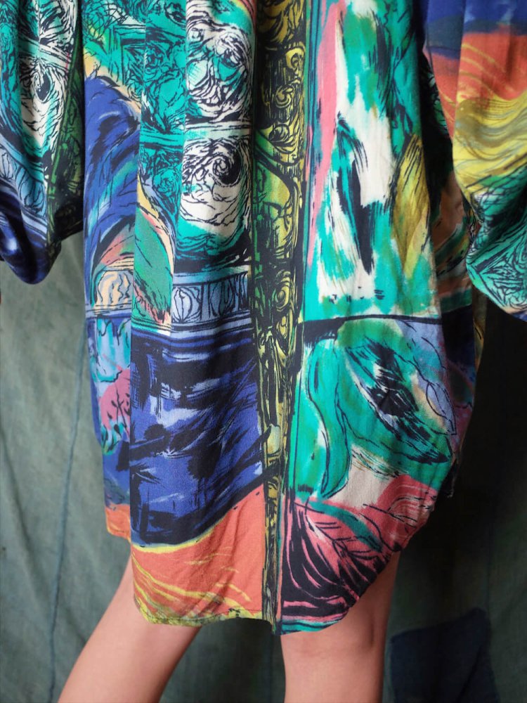 Abstract Art Rayon Big Silhouette Shirt