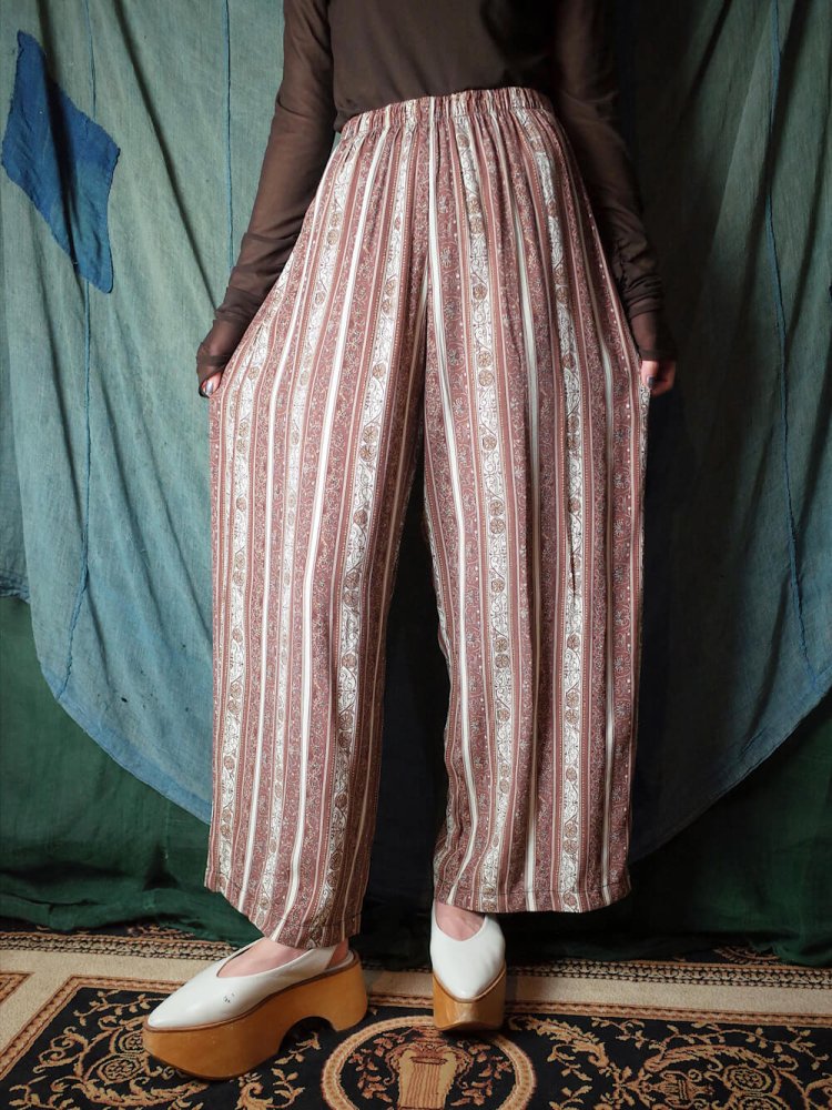 Arabesque Stripe Rayon Wide Pants