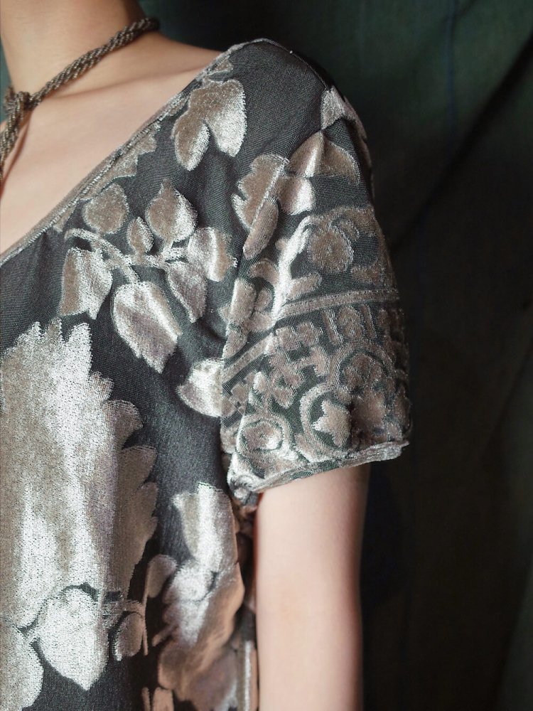 Silver Gray Velvet Arabesque Dress