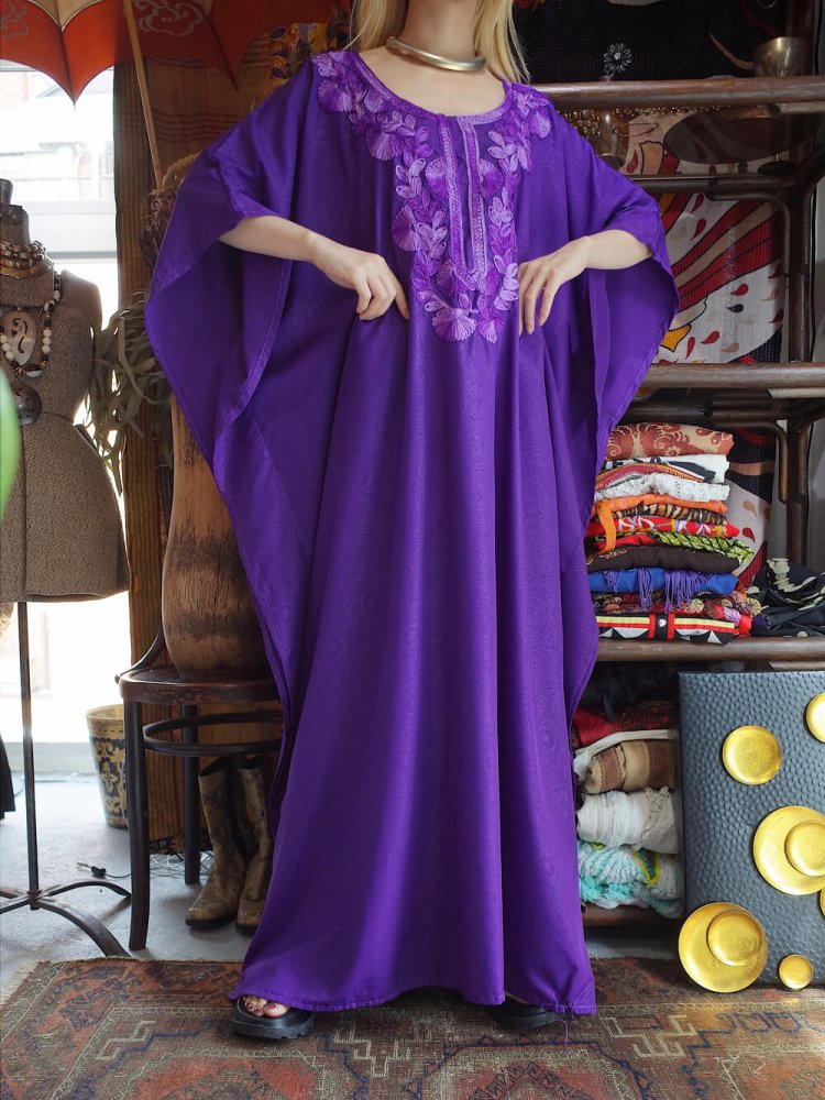 Embroidery Purple Arabesque Kaftan Dress