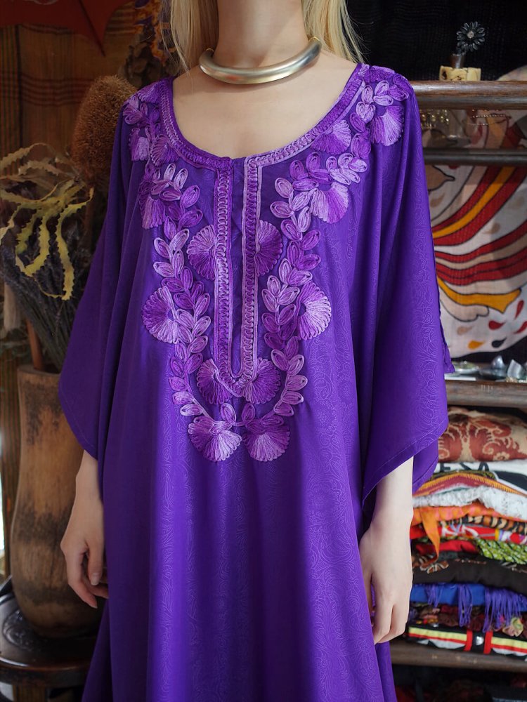 Embroidery Purple Arabesque Kaftan Dress