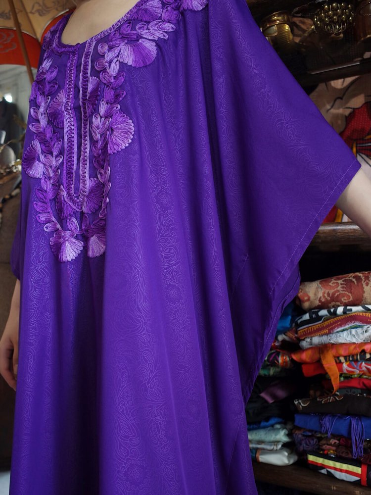 Embroidery Purple Arabesque Kaftan Dress