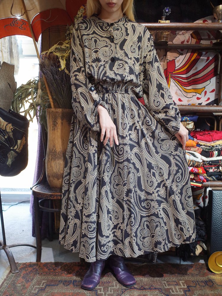 Black Paisley Rayon Dress