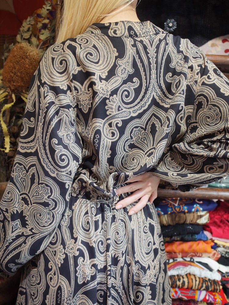 Black Paisley Rayon Dress