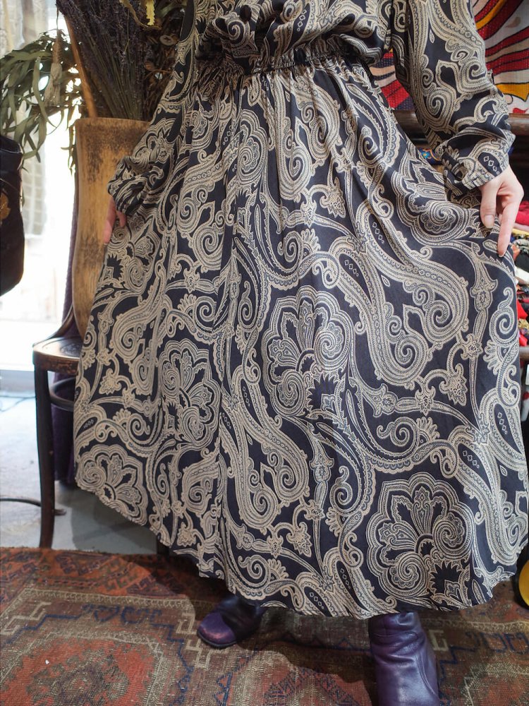 Black Paisley Rayon Dress