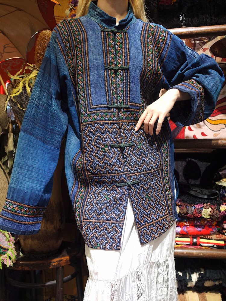 Vietnam Indigo Mao Collar Jacket