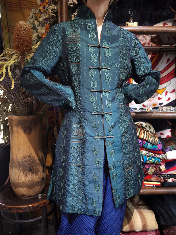 Embroidery Silk/Rayon Long China Jacket