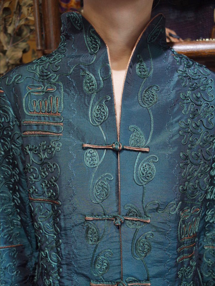 Embroidery Silk/Rayon Long China Jacket