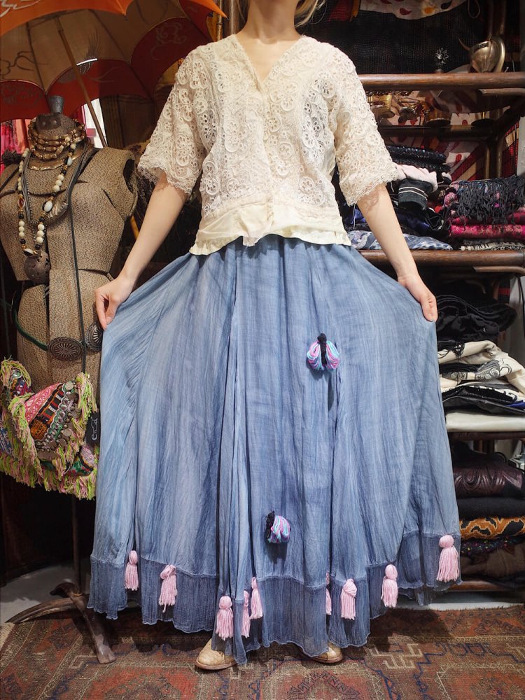 Gradation Dyed Butterfly & Tassels" Hand Custom Skirt