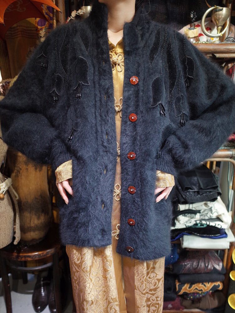 Black Angora "Tulip  Bijou Knit Jacket