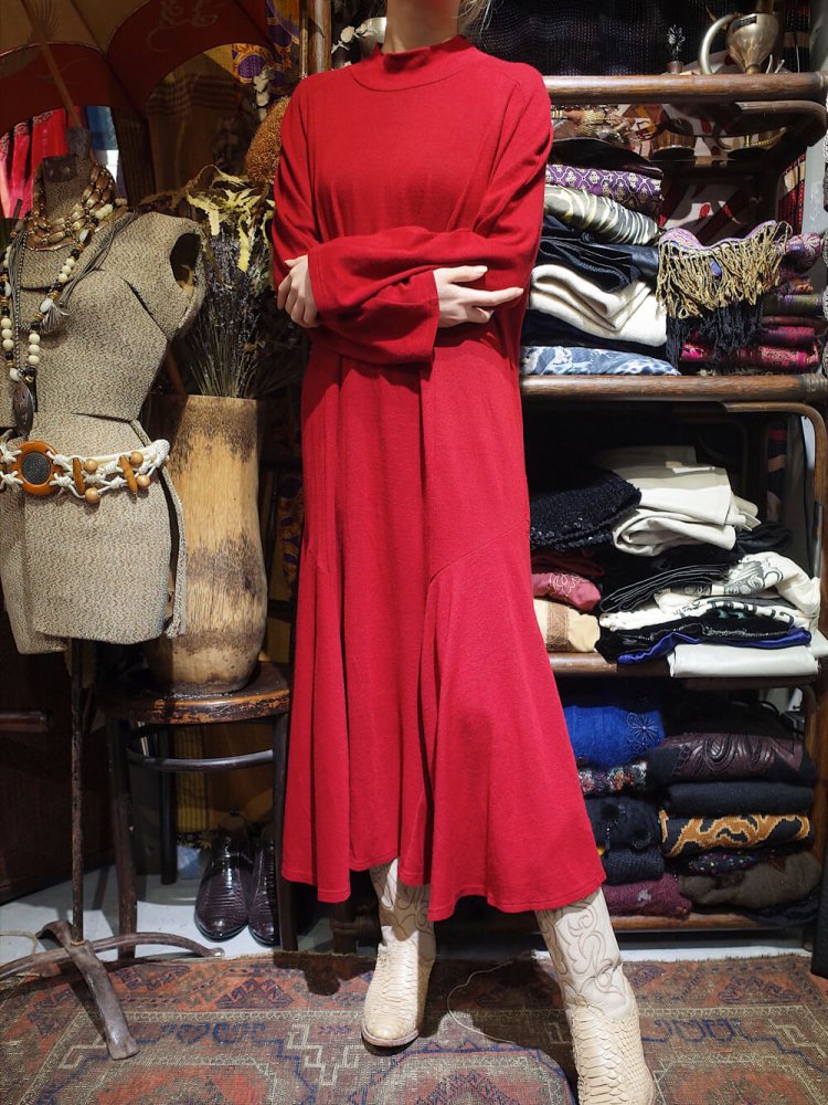 Deformation Red Sweat High Neck Dress