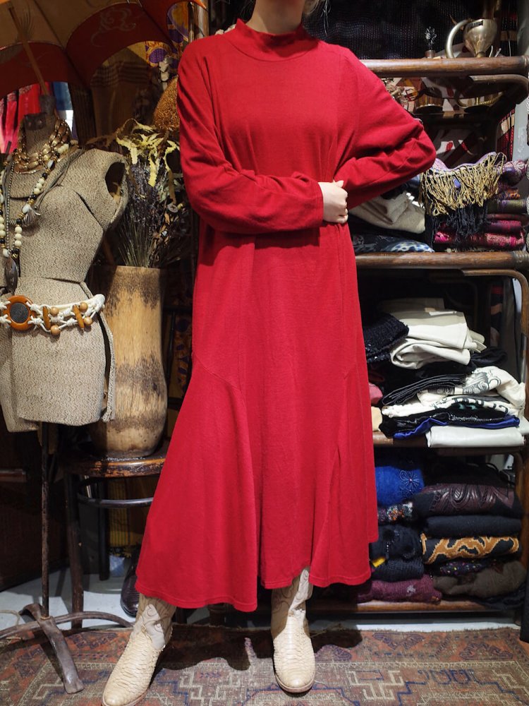 Deformation Red Sweat High Neck Dress