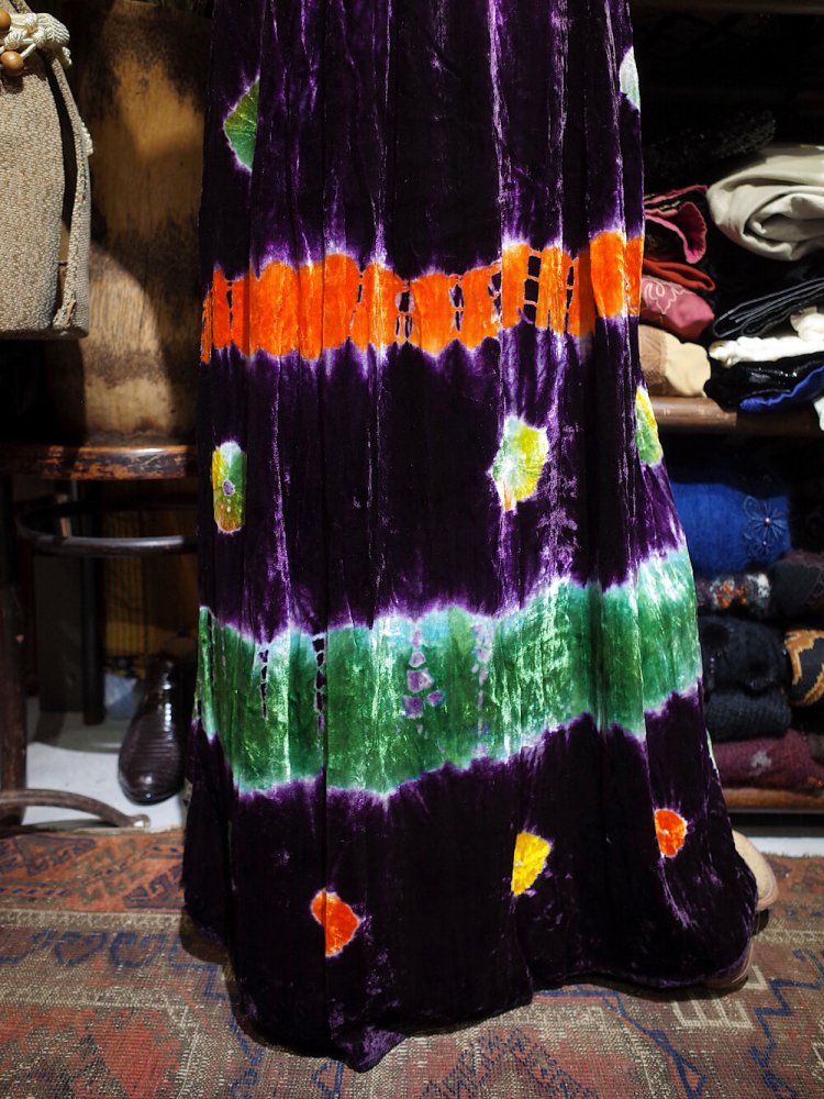 Embroidery & Tiedye Rayon Velvet Dress