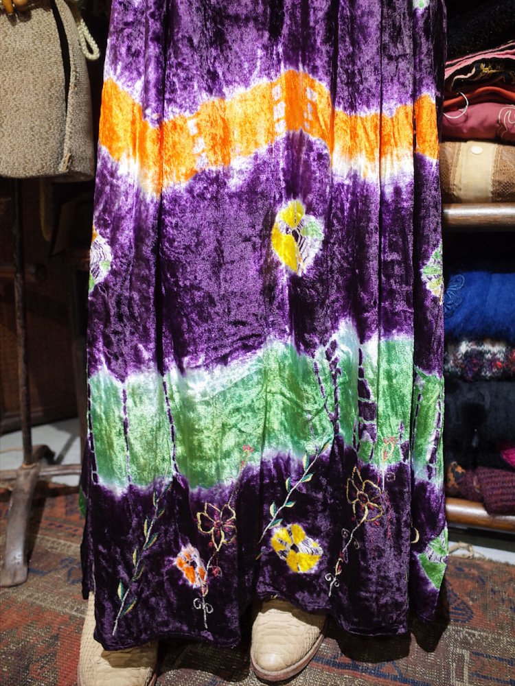 Embroidery & Tiedye Rayon Velvet Dress