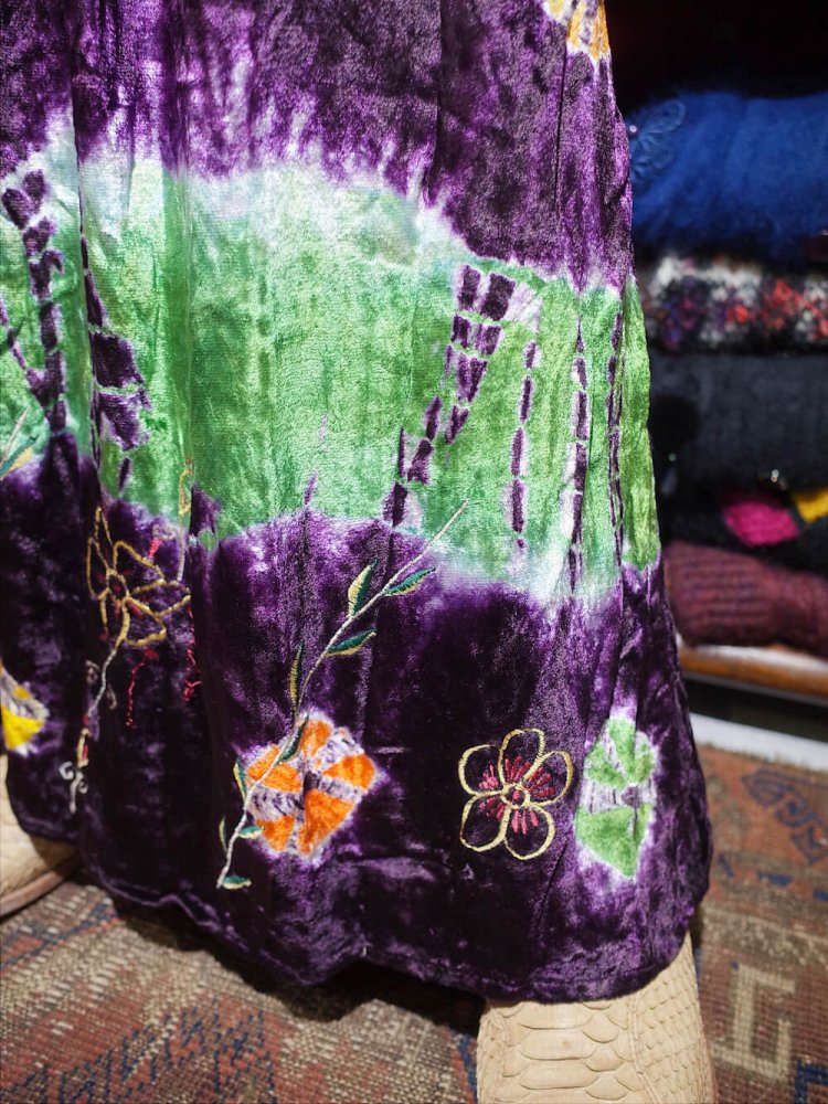 Embroidery & Tiedye Rayon Velvet Dress