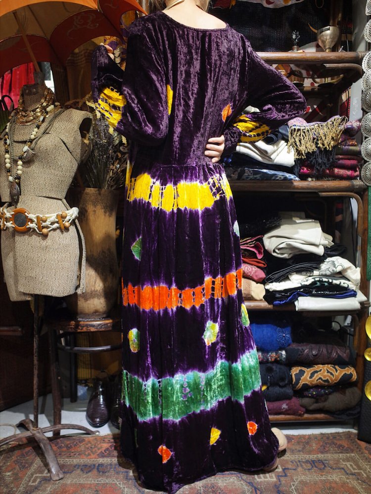 Embroidery & Tiedye Rayon Velvet Dress