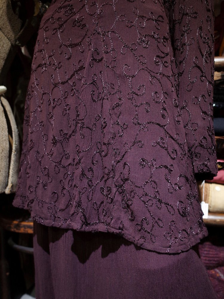 Embroidery Chocolate Brown Rayon Dress