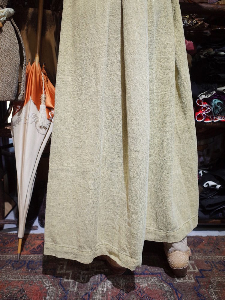 Fade Green Heavy Linen/Cotton Front Open Dress