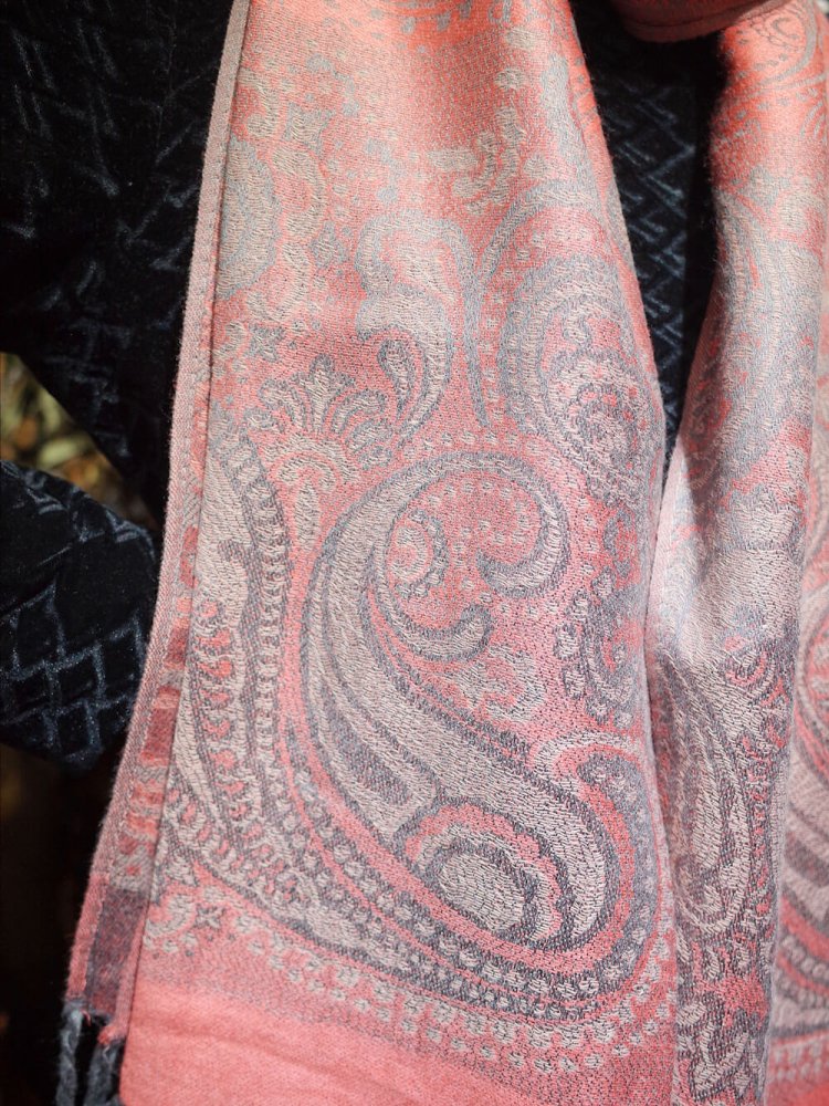 Vintage Ƚ Stole PinkSilver Paisley