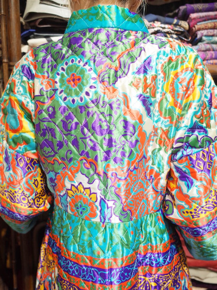 c.1970s Oriental Arabesque Quilting Gown Dress