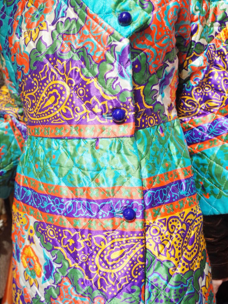 c.1970s Oriental Arabesque Quilting Gown Dress